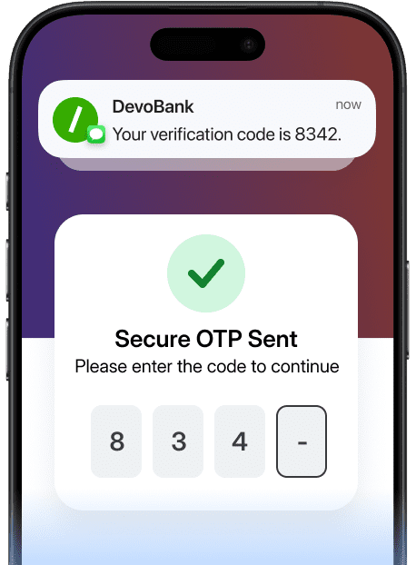Secure OTP verification flow on a mobile device